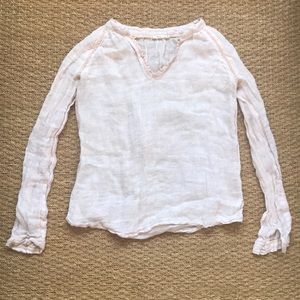 100% Linen light Pink long sleeve Tunic